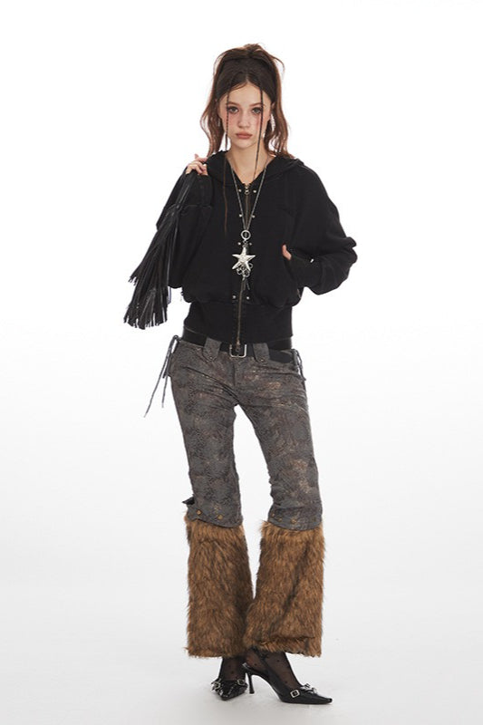 Cropped Zip Up Vintage Hoodie