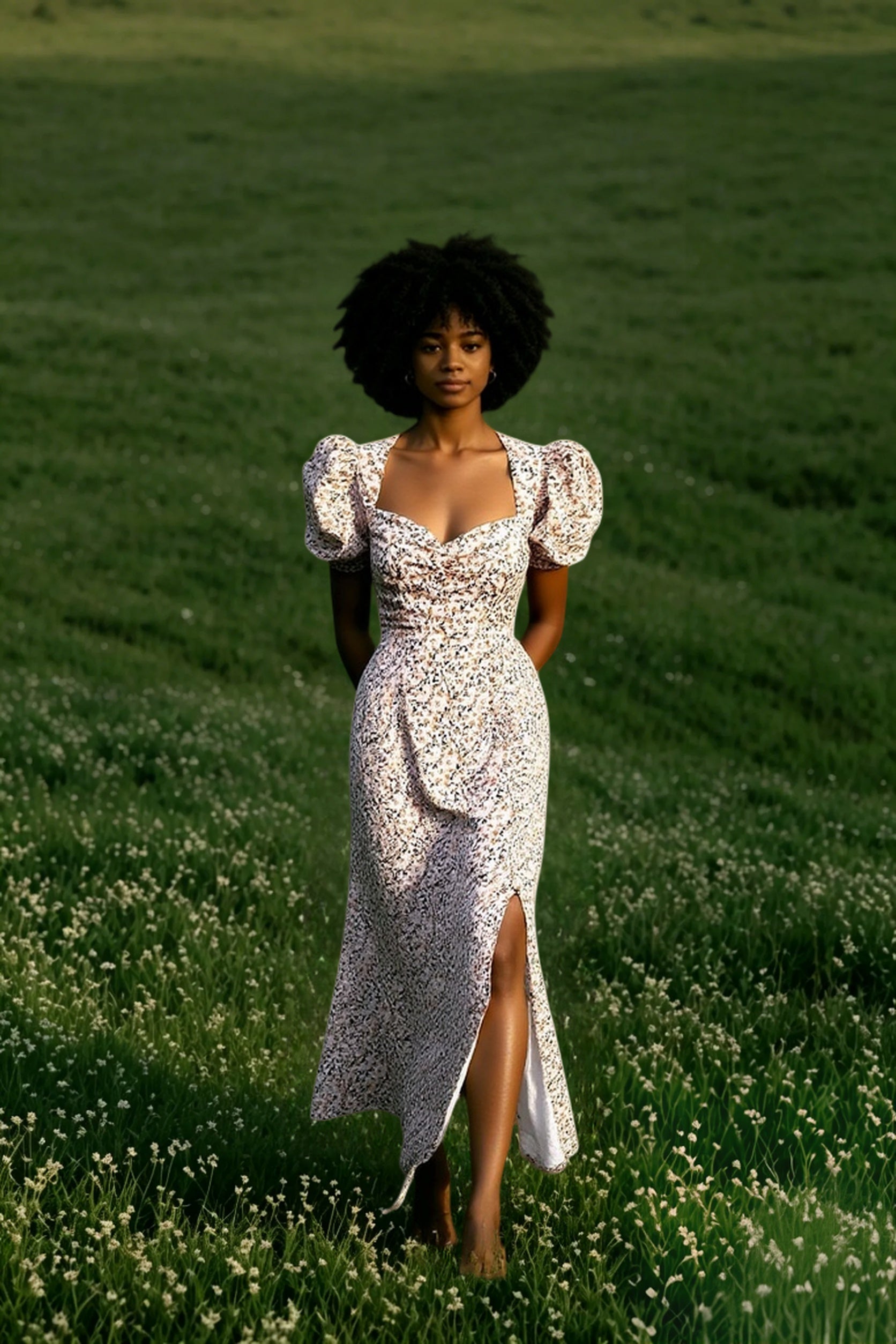 Vintage Washed Floral Midi Dress