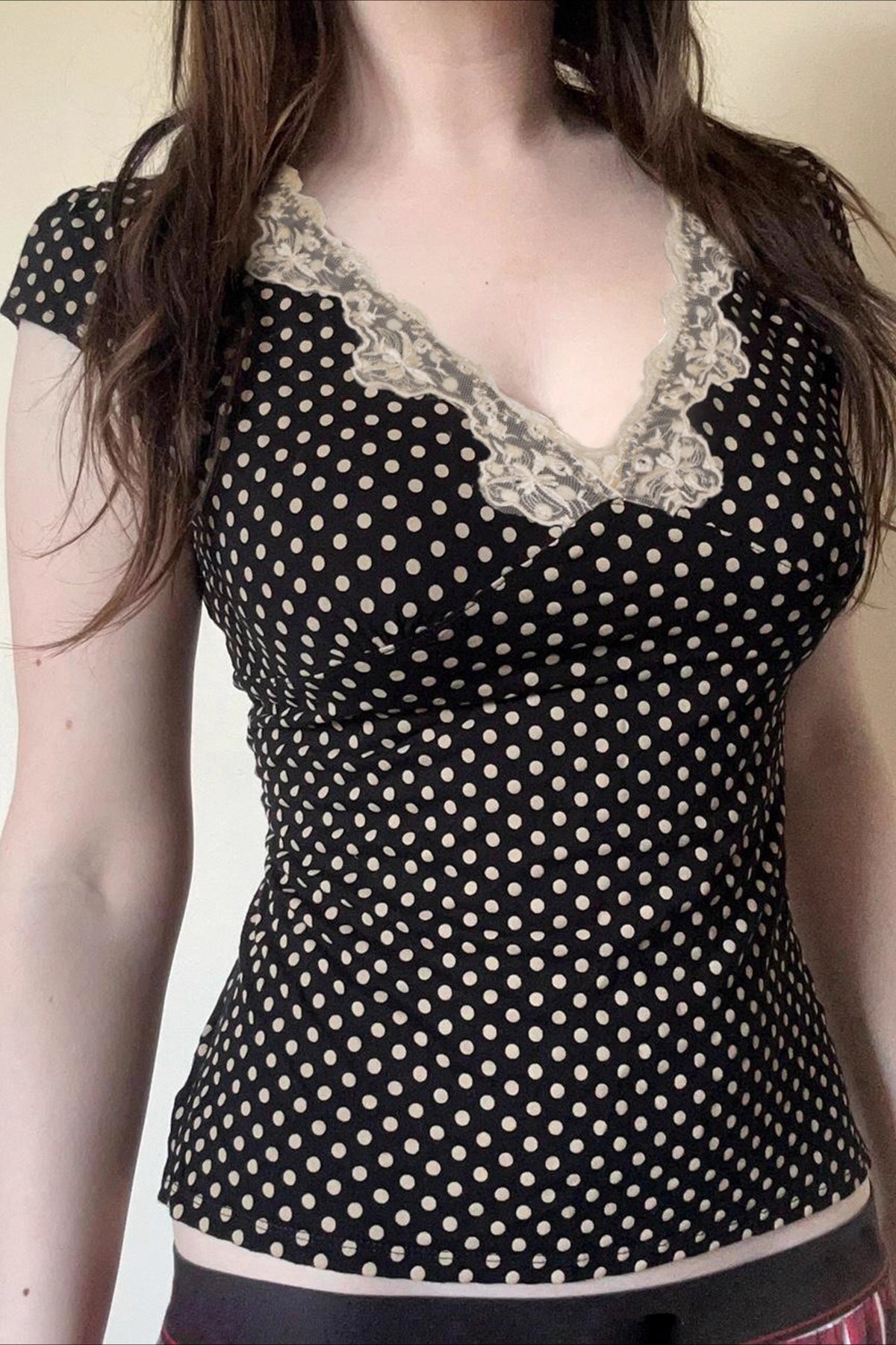 Deep V-Neck Lace Crop Top