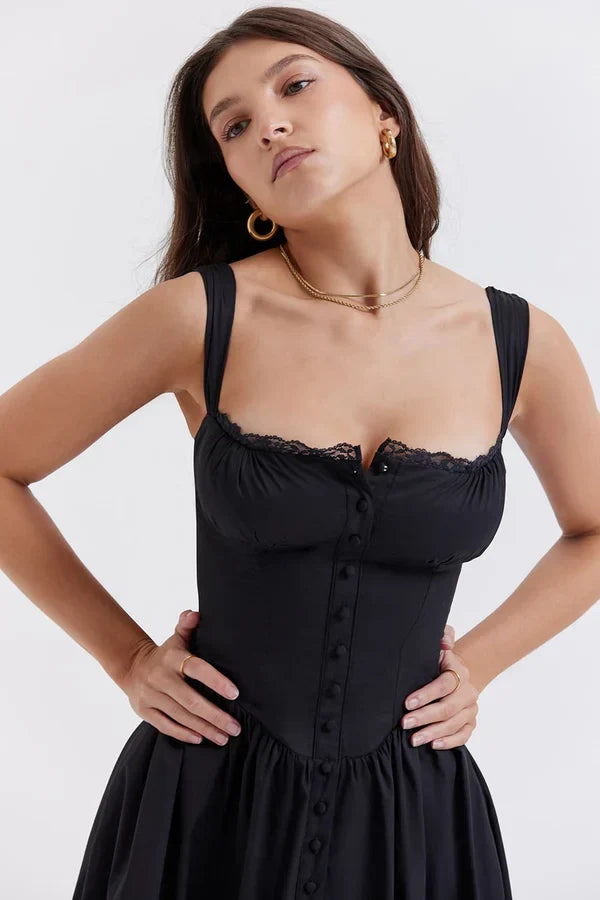 Sharon Boutique Black Midi Sundress Elevated Occasion Wear