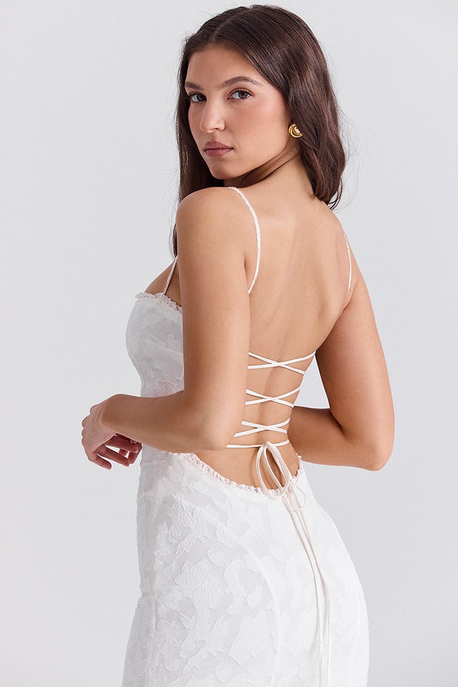 Lace Square Neck Spaghetti Strap Mermaid Gown