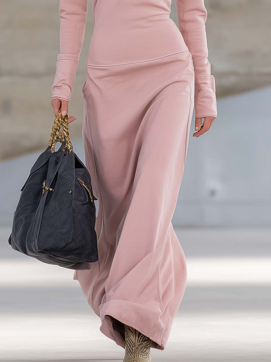 Knit Collared Long Sleeve Zip Front Maxi Dress 10