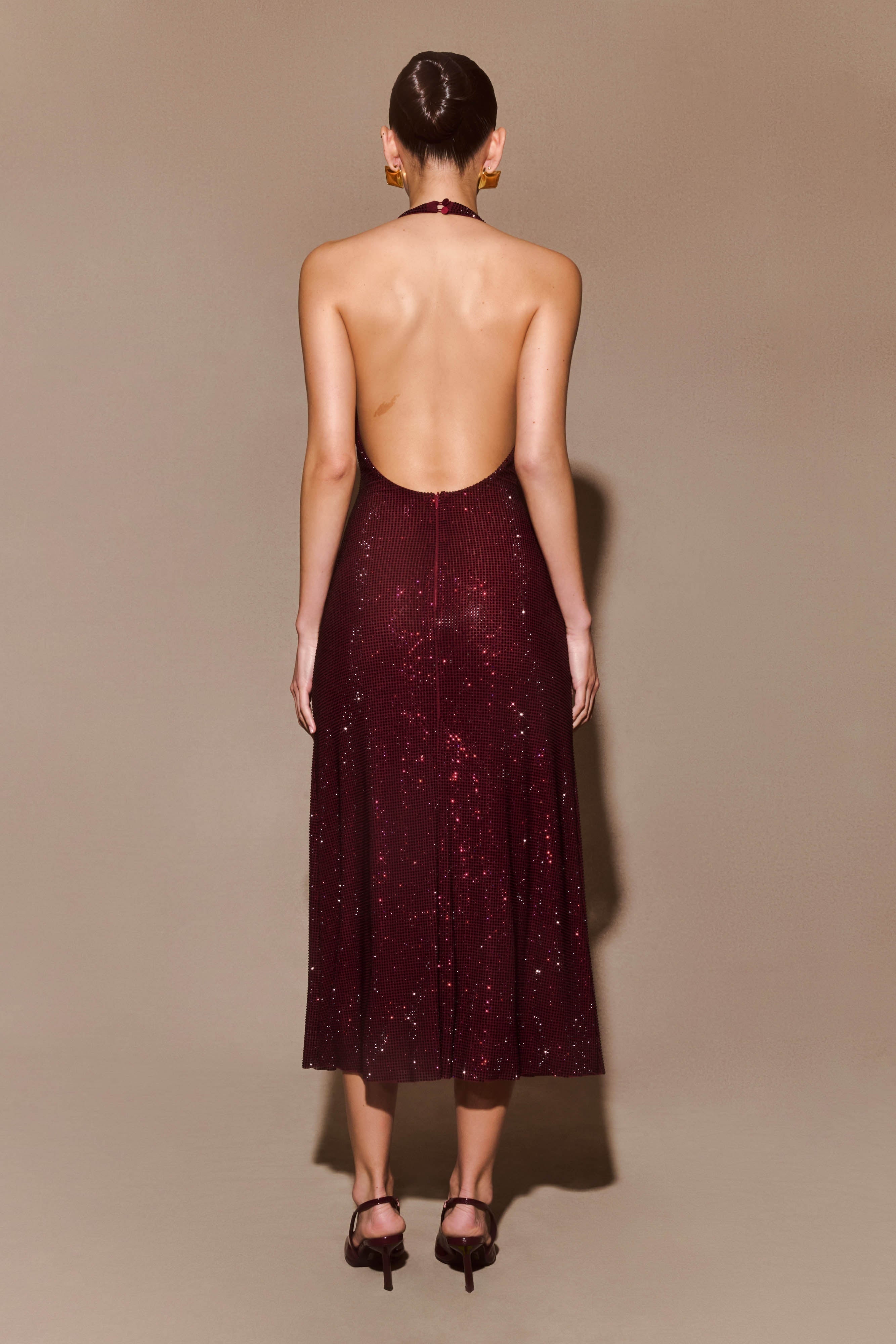 Diamond Beverly Halter Neck Midi Dress