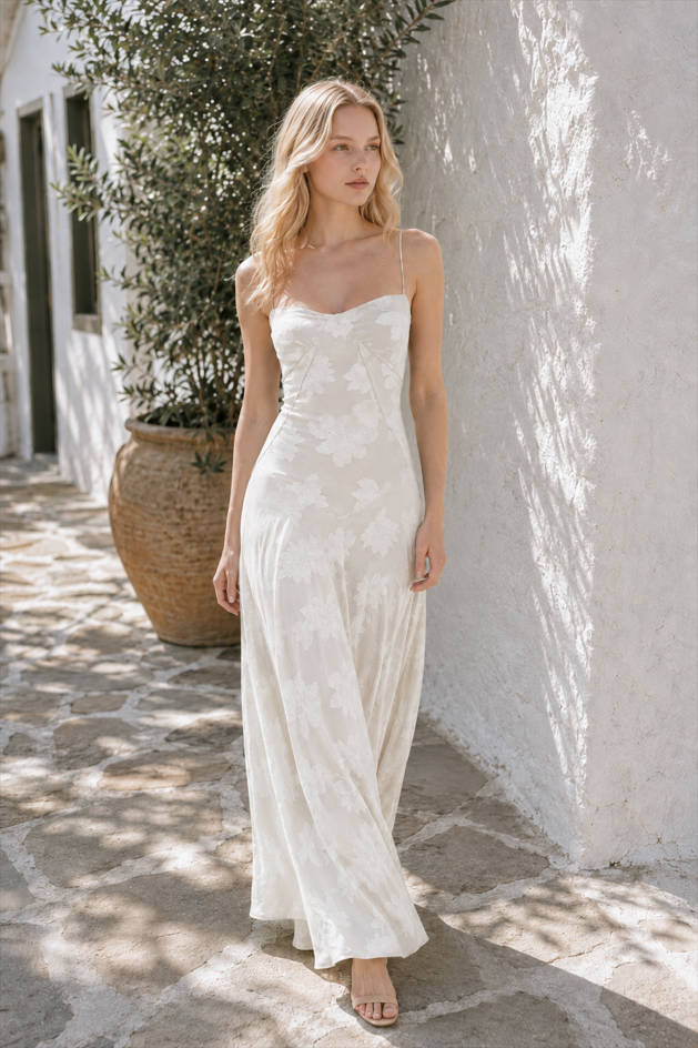 Embroidered Off-the-Shoulder Lace Maxi Dress