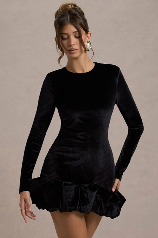 Crew Velvet Neck Ruched Midi Dress
