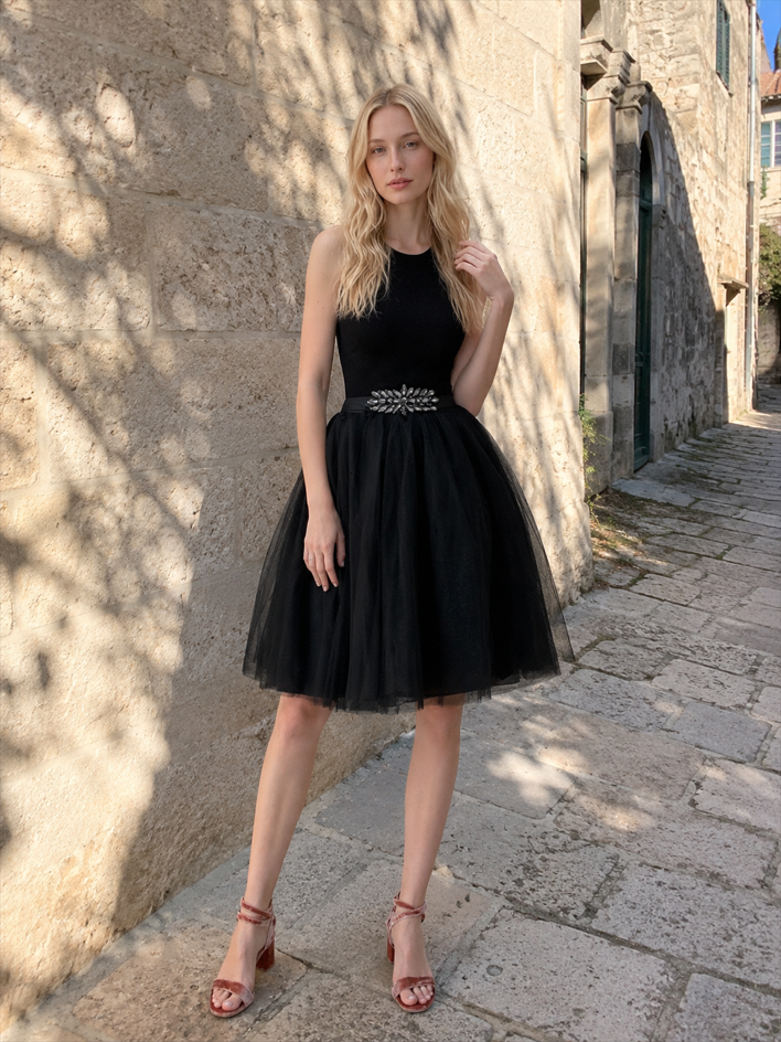 Adult High Waist Tulle Puff Mini Skirt
