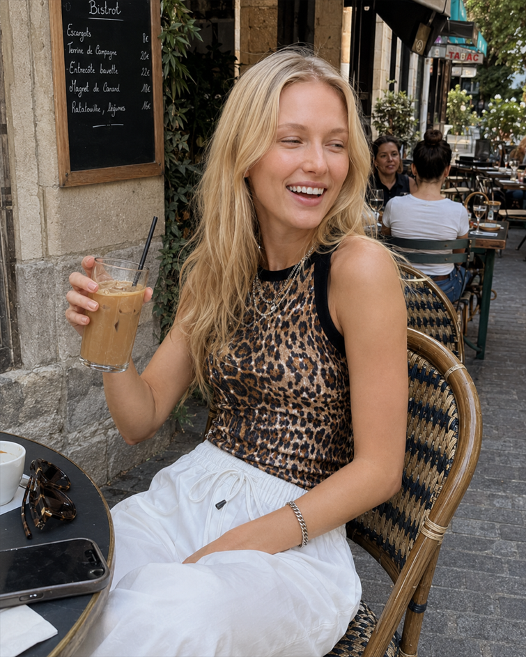 Leopard Sequin Crop Tank Top