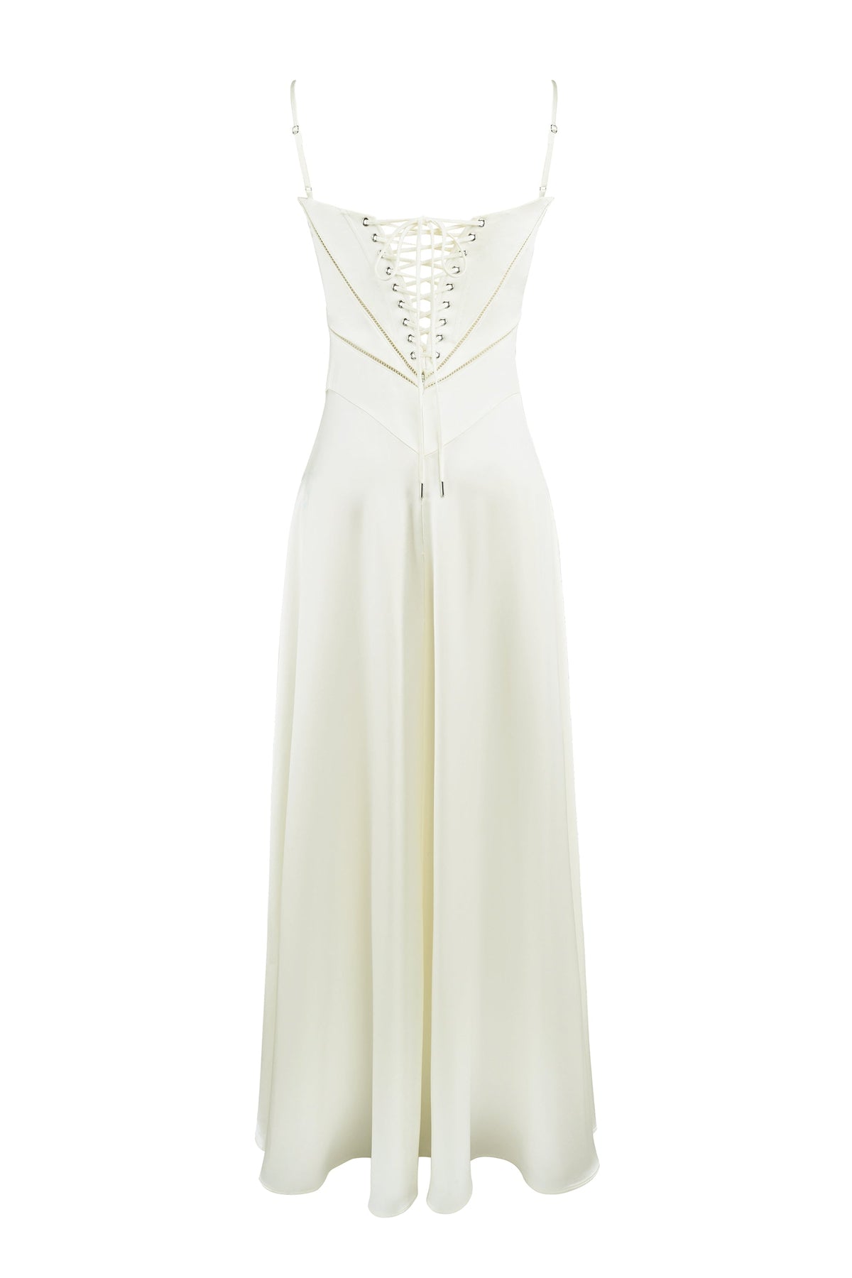 Satin Square Neck Cut Out Panel Spaghetti Strap Maxi Dress 12