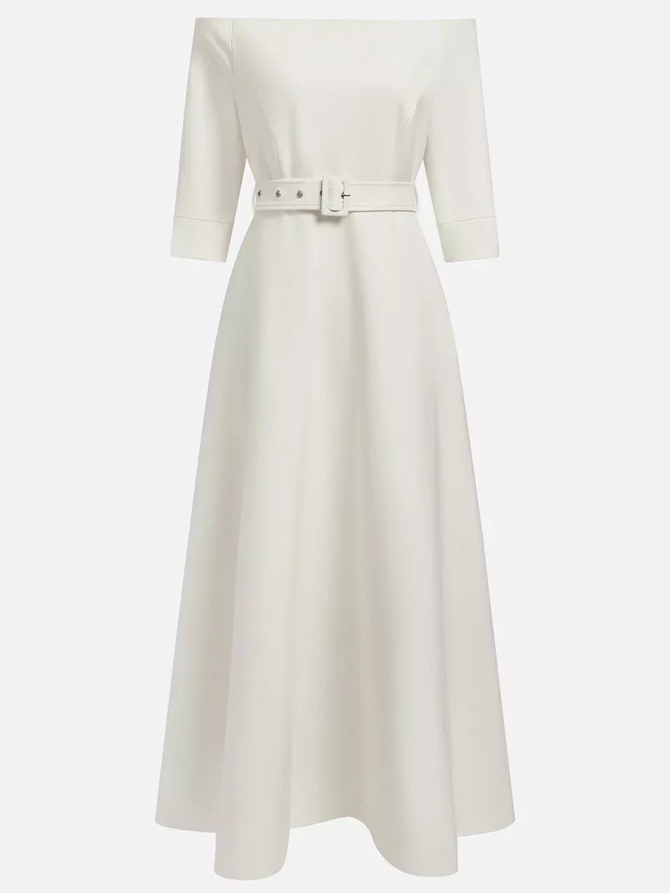 Off Shoulder Half Sleeve Belted A-Line Maxi Dress 4