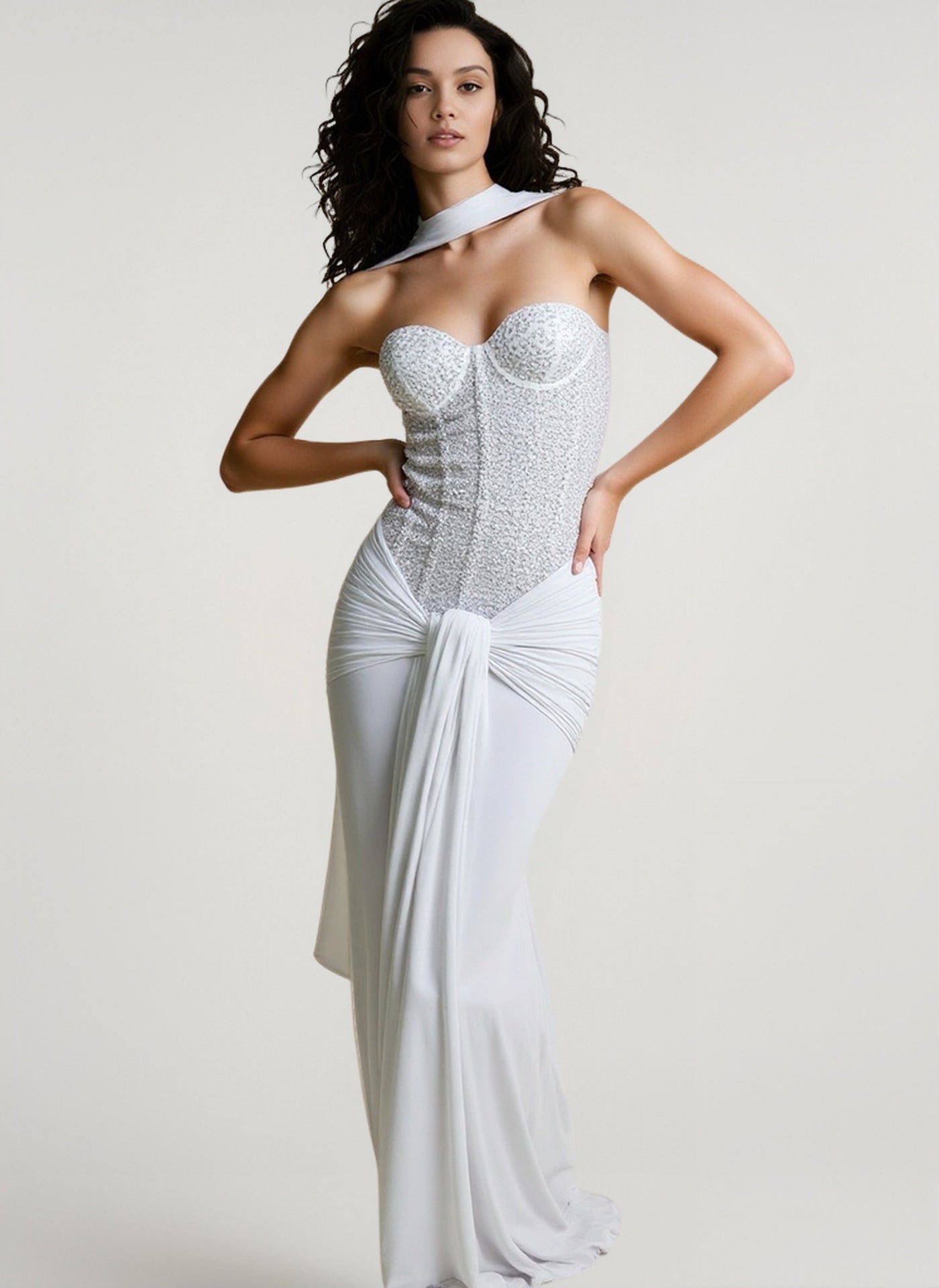 Deep Plunge Bodycon Mermaid Gown Prom Dress