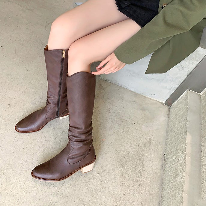 Riding Boots for Women in Brown/Coffee Leather - Knee High Boots