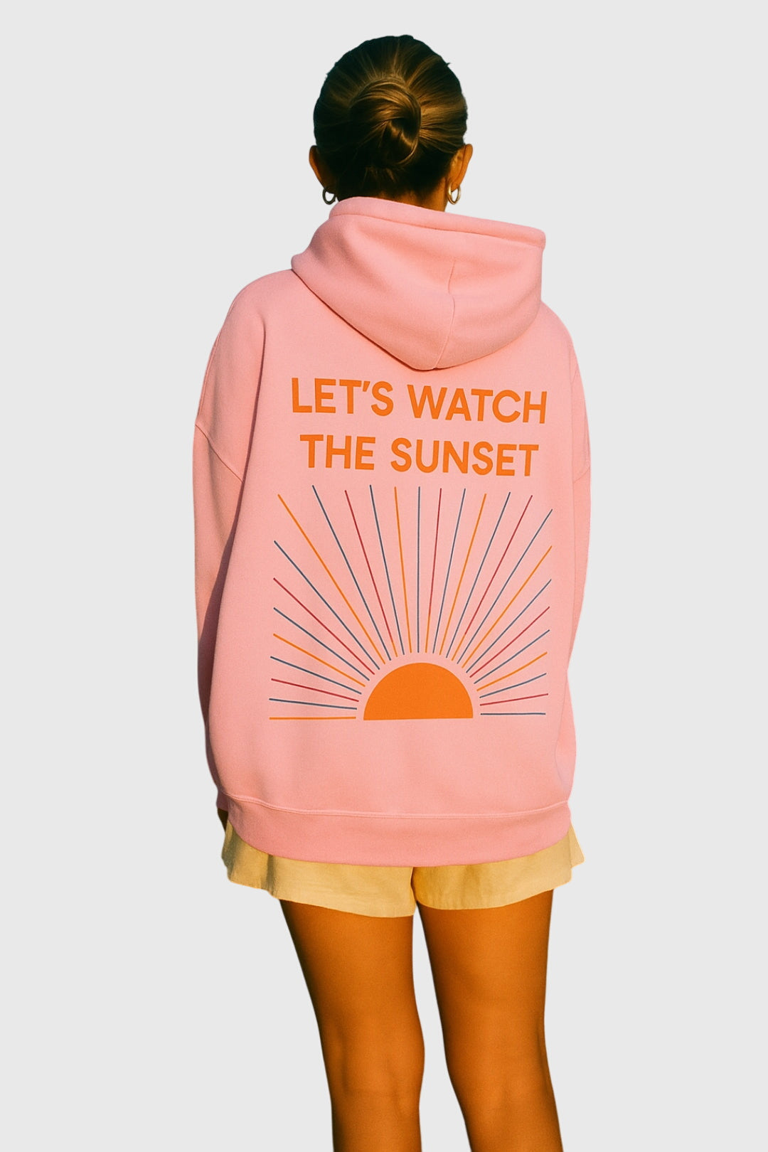 Sunset Graphic Print Drawstring Hoodie