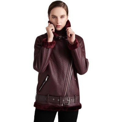 Amy Fashion New Faux Leather Double Sided Coat