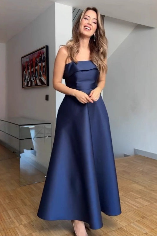 Spaghetti Strap Fit and Flare A-Line Midi Dress