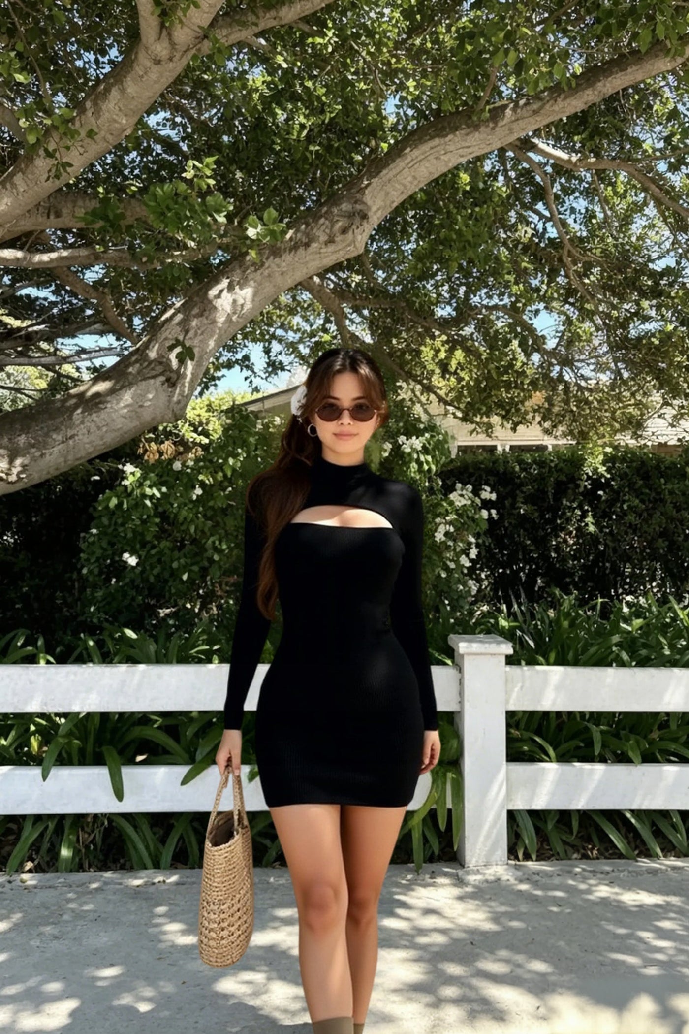 Elegant White Hollow Knitted Bodycon Short Dress Cut Out Dresses