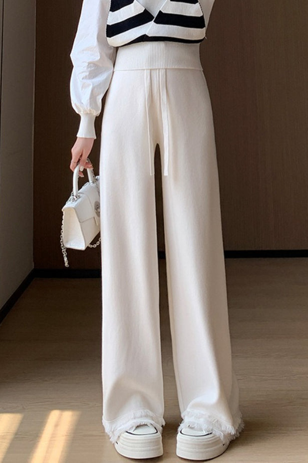 Fringe Hem Wide Leg Knit Pants 3