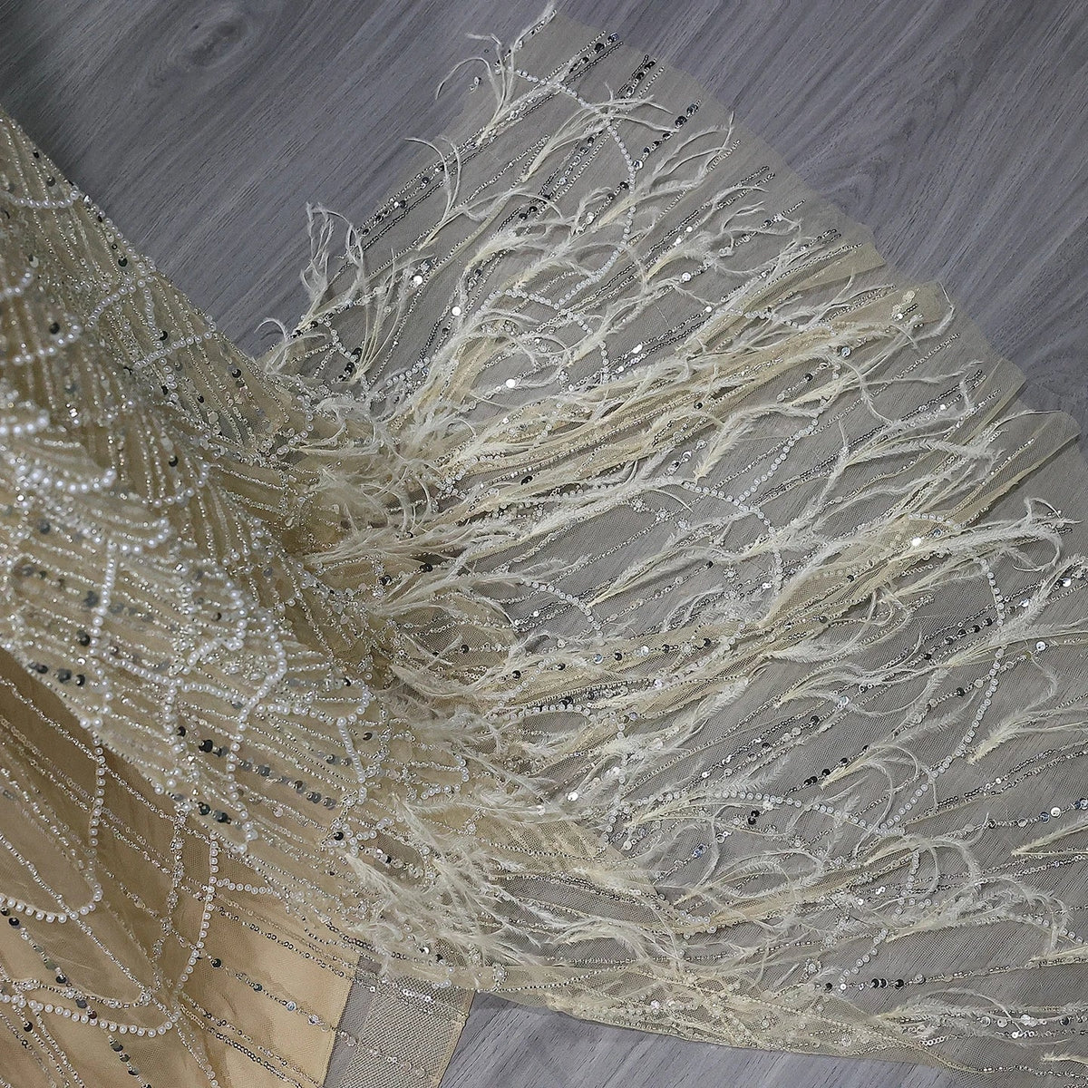 White Feather Mermaid Evening Dresses Cape Sleeves - View 7