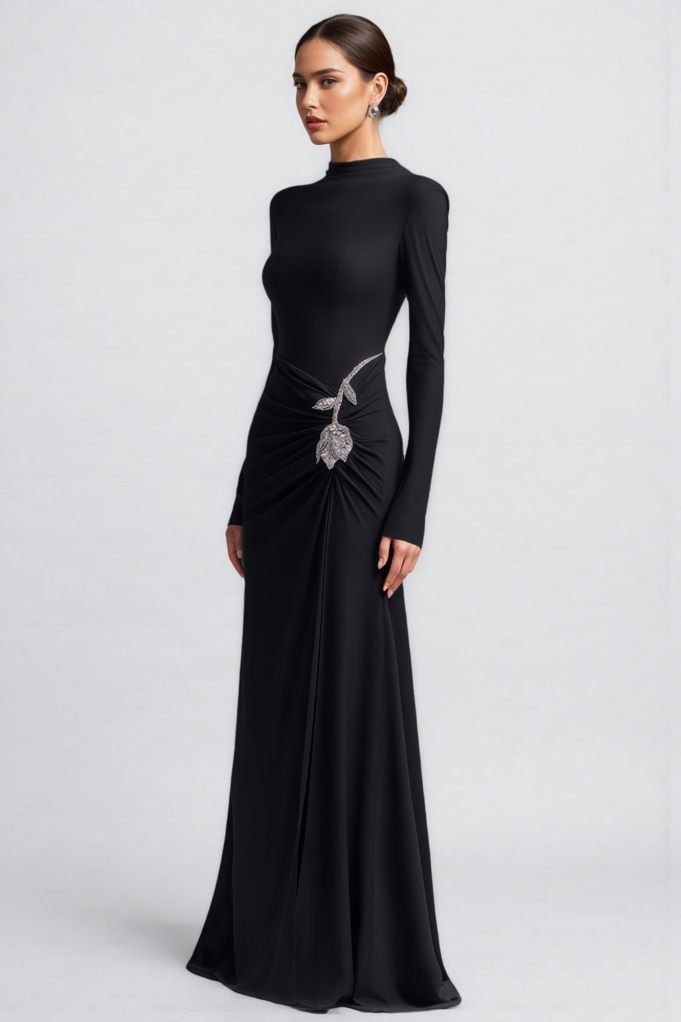 Dulio Black Rhinestone Floral Maxi Dress - View 4