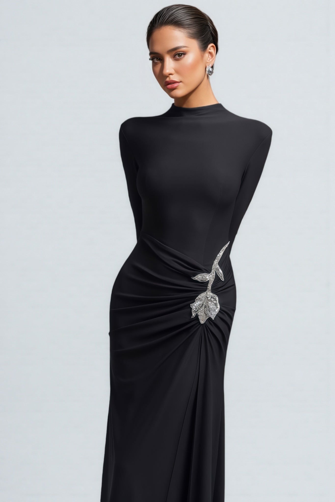 Dulio Black Rhinestone Floral Maxi Dress - View 6