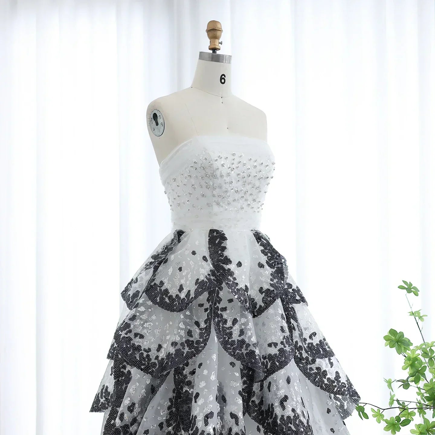 Tulle One Shoulder Tiered A-Line Midi Dress