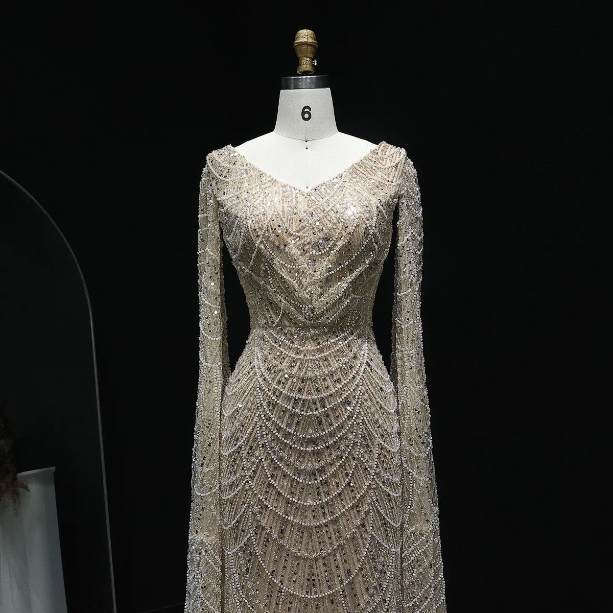 White Feather Mermaid Evening Dresses Cape Sleeves - View 5