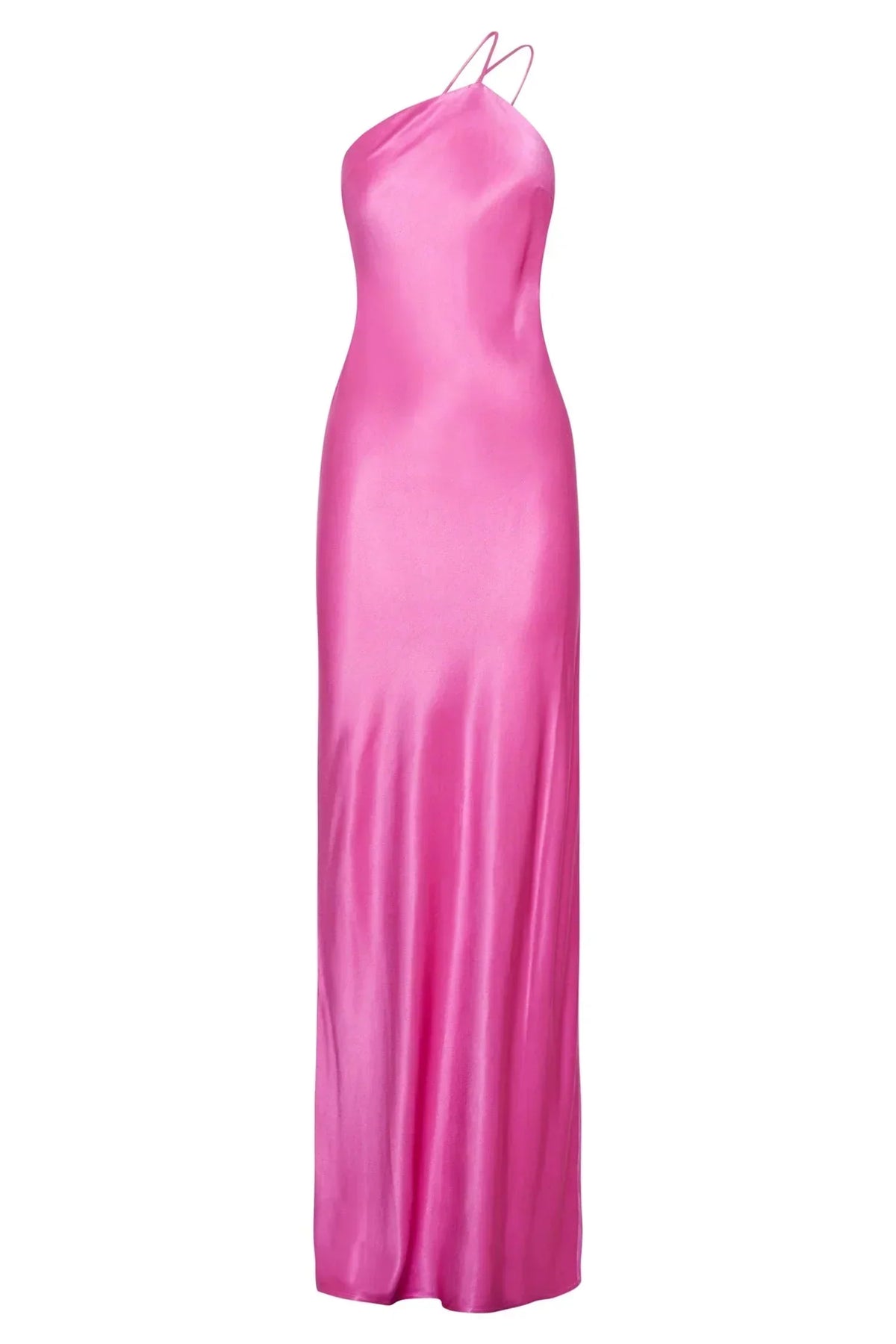 Satin Asymmetric One Shoulder Strappy Bias Cut Maxi Dress 8