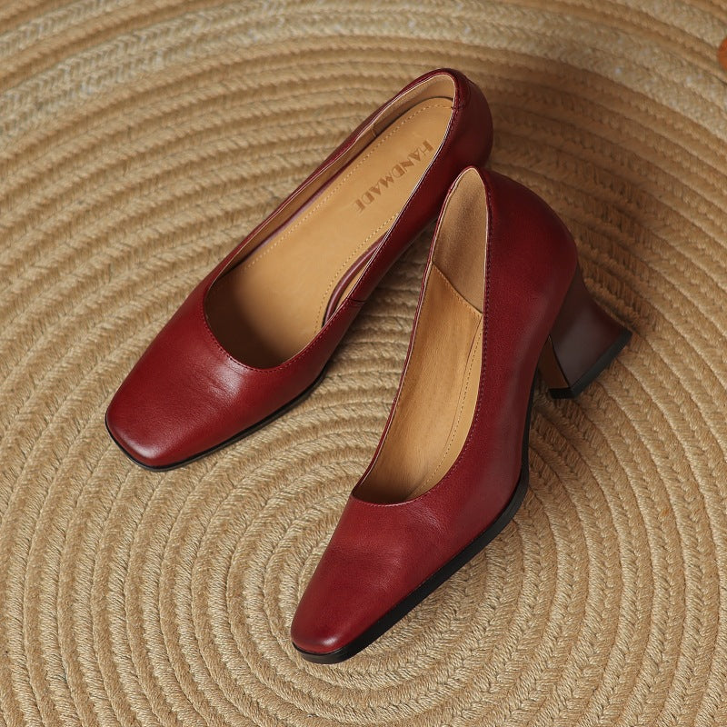 Square Toe Spool Heel Pumps 5