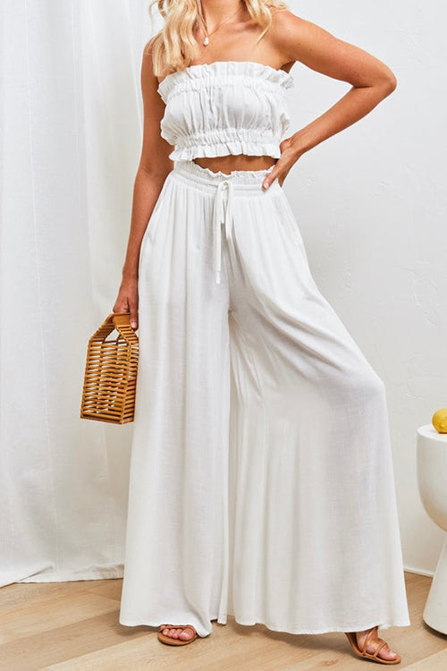 Drawstring Wide Leg Pants