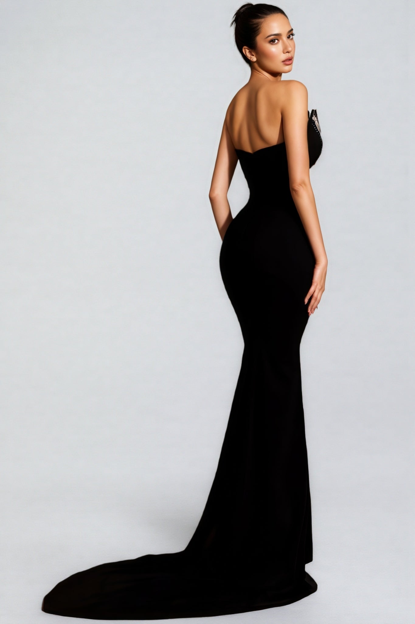 Frances Backless Diamond Studded Maxi Dress - View 2