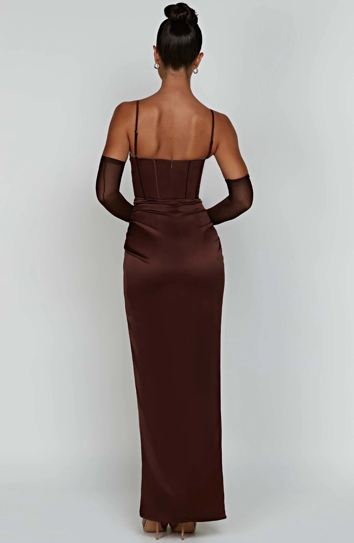 Satin Corset Bustier Cami Strap Wrap High Split Maxi Dress 4