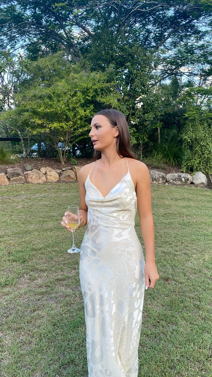 Sexy Backless White Satin Print Prom Dress Evening Dress cc1978