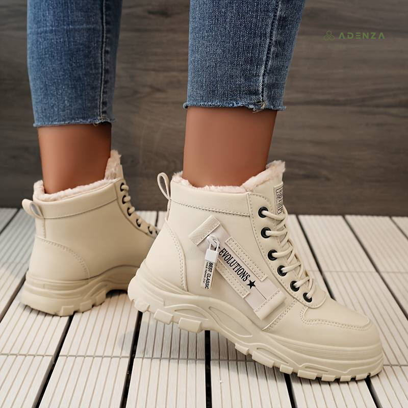 Lace Up Fleece Lined Platform High Top Sneakers