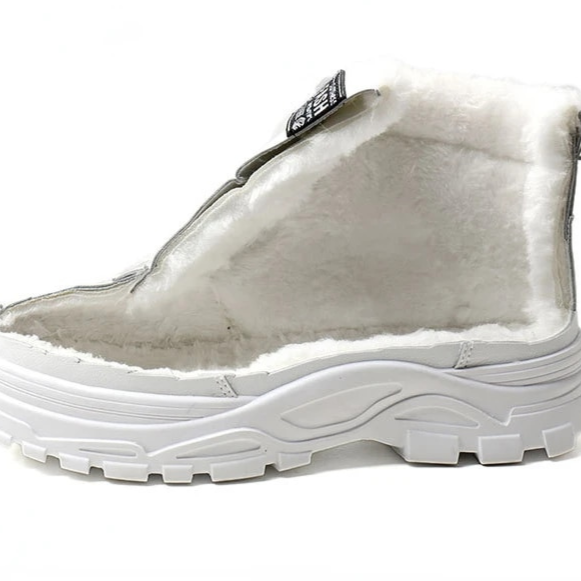 Lace Up Fleece Lined Platform High Top Sneakers