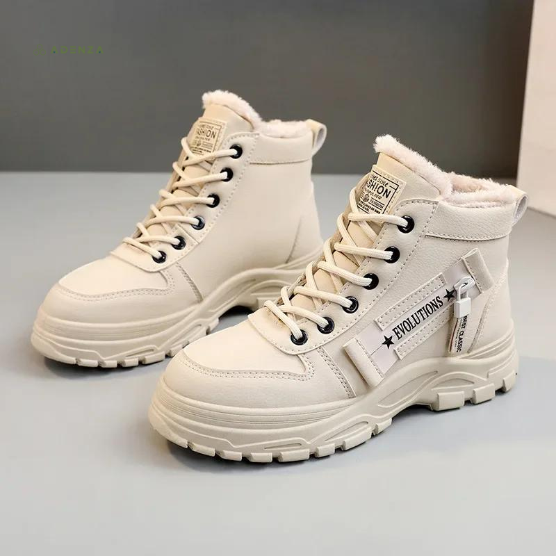 Lace Up Fleece Lined Platform High Top Sneakers
