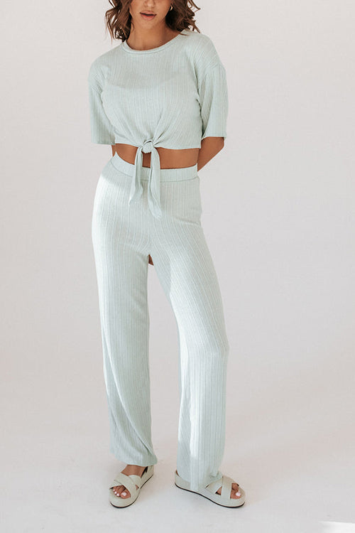 Knot Short Sleeve Pants Set