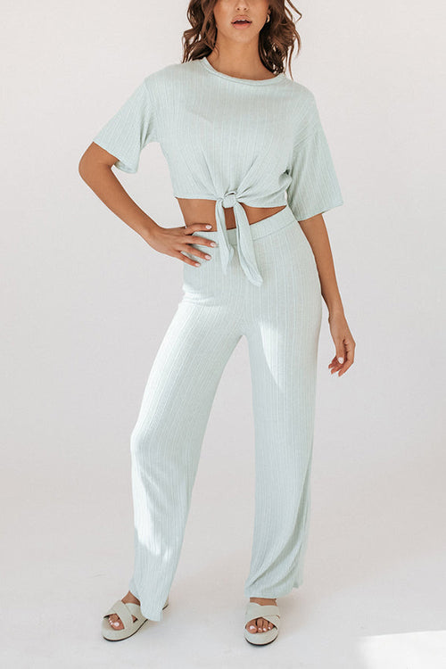 Knot Short Sleeve Pants Set