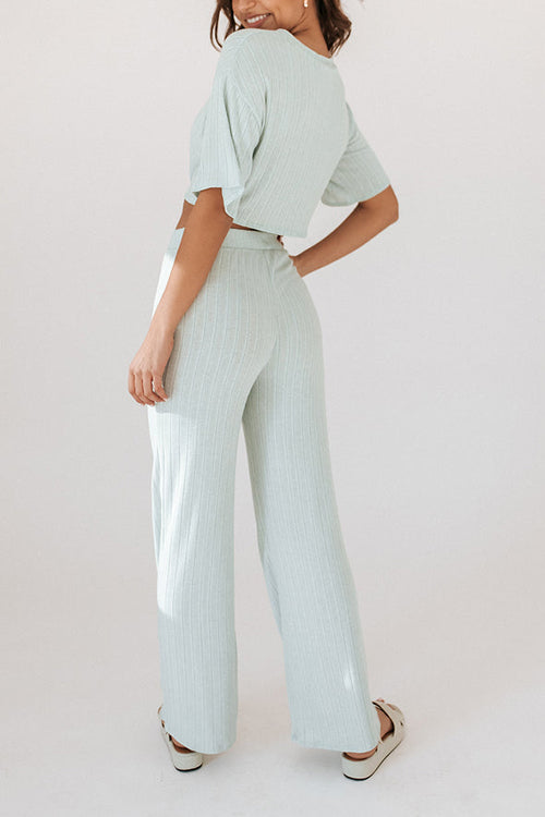 Knot Short Sleeve Pants Set