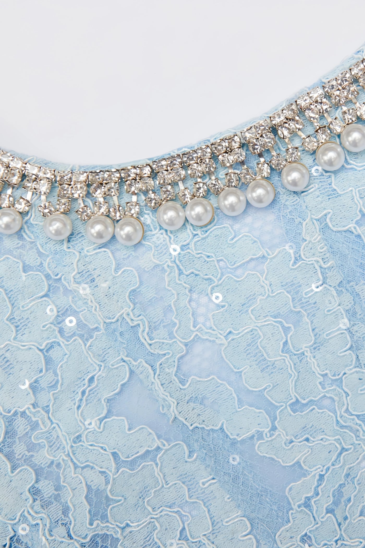 Chantal Blue Lace Embellished Midi Dress - View 5