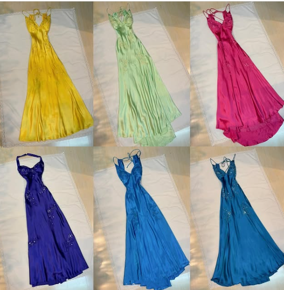 Charming Hot Pink Satin Beaded Prom Dress Evening Gown cc1418