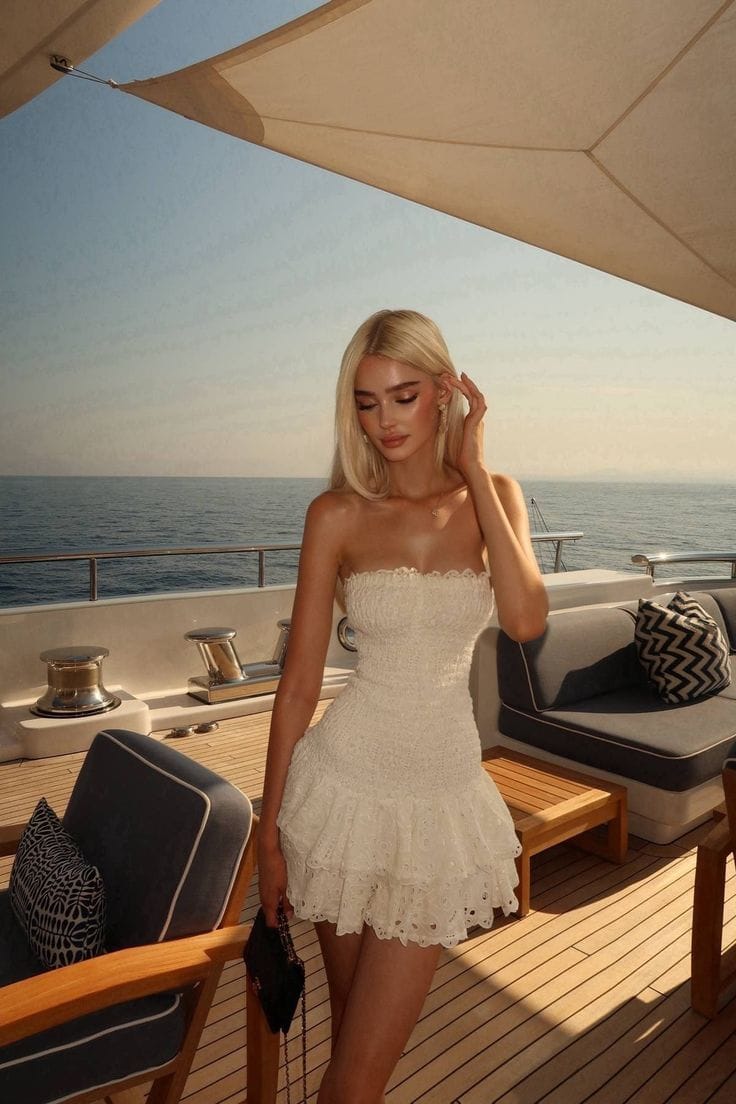 LAURA RUFFLE MINI DRESS White