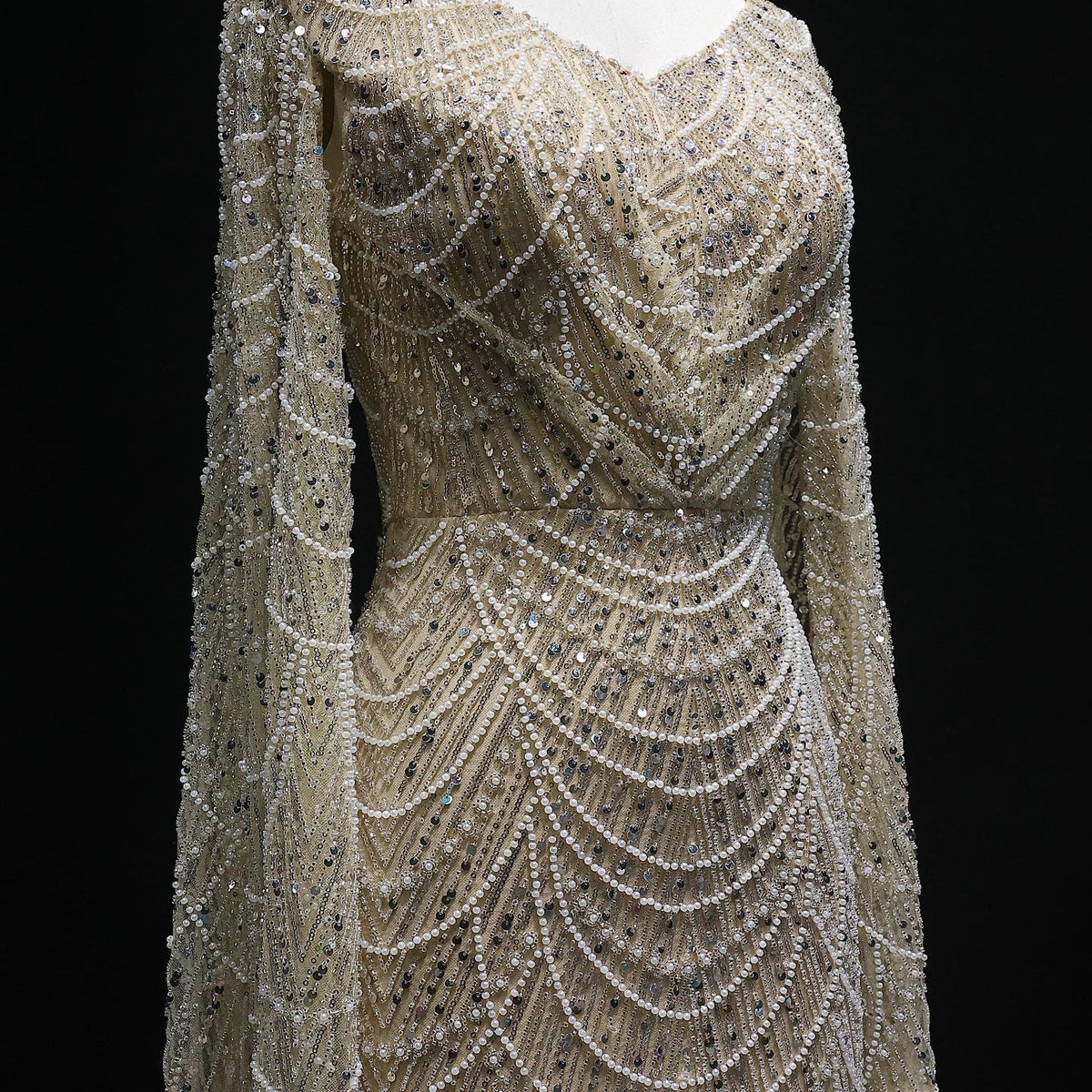 White Feather Mermaid Evening Dresses Cape Sleeves - View 6