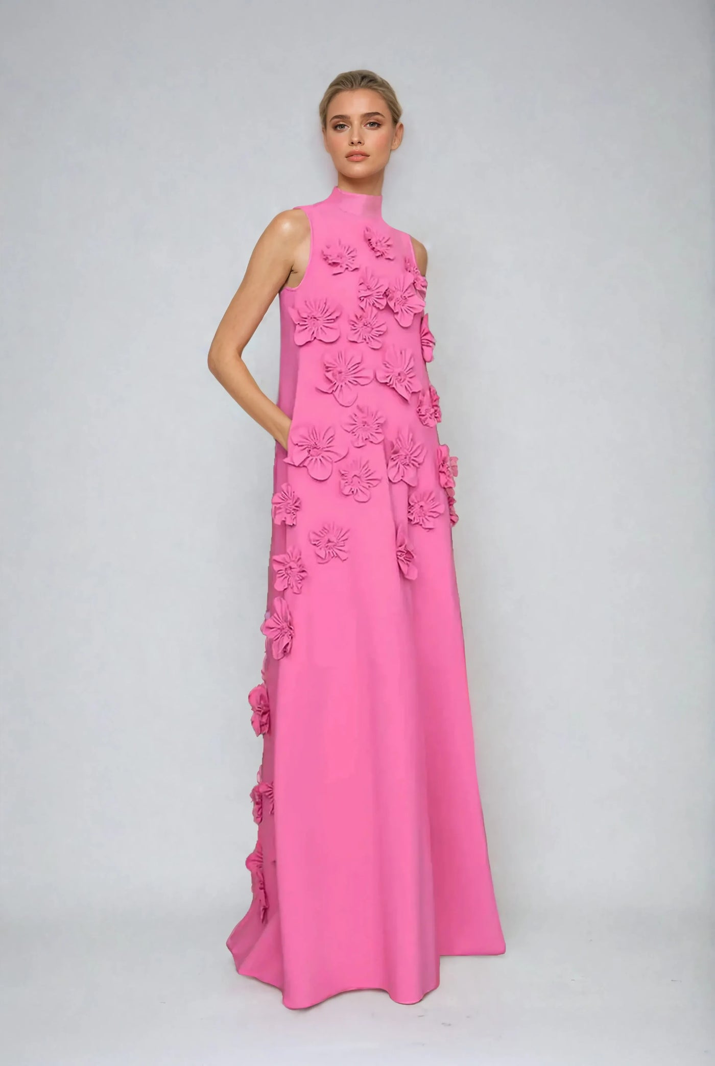 Floral Appliqué High Neck Sleeveless Maxi Dress 6