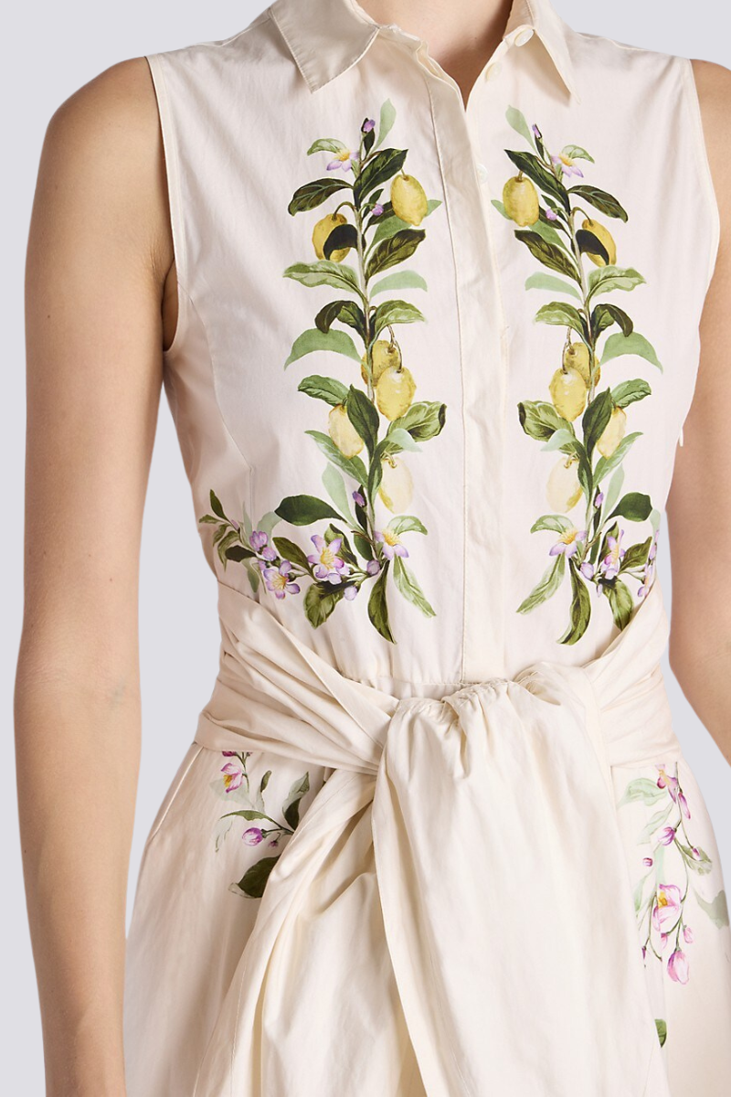 Floral Print Sleeveless Collared Tie Waist Maxi Dress