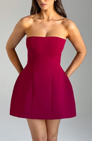 Strapless Corset Fit and Flare Mini Dress