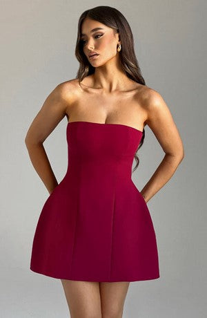 Strapless Corset Fit and Flare Mini Dress