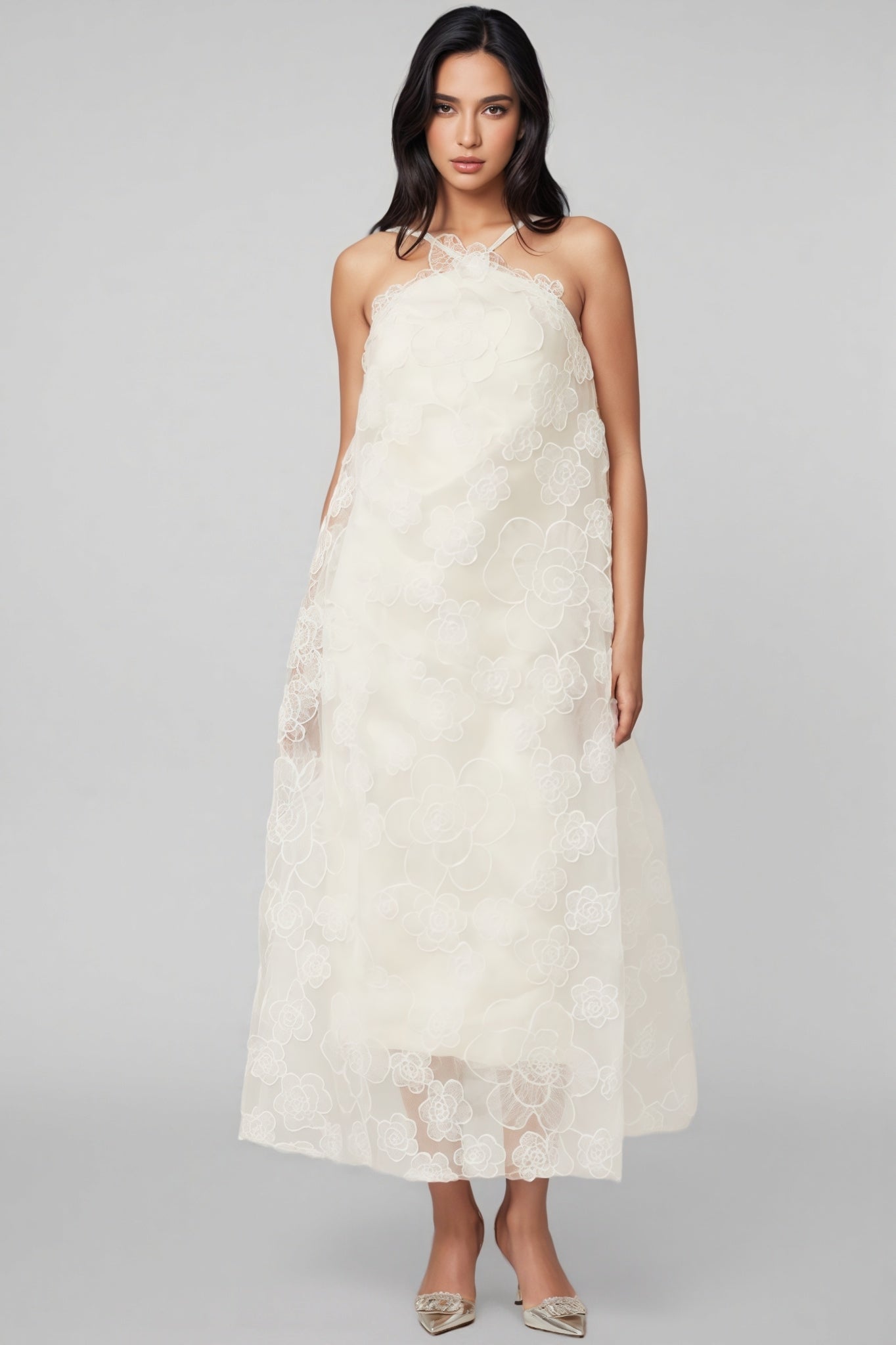 Eamon Neckless Backless Mesh Midi Dress - View 4