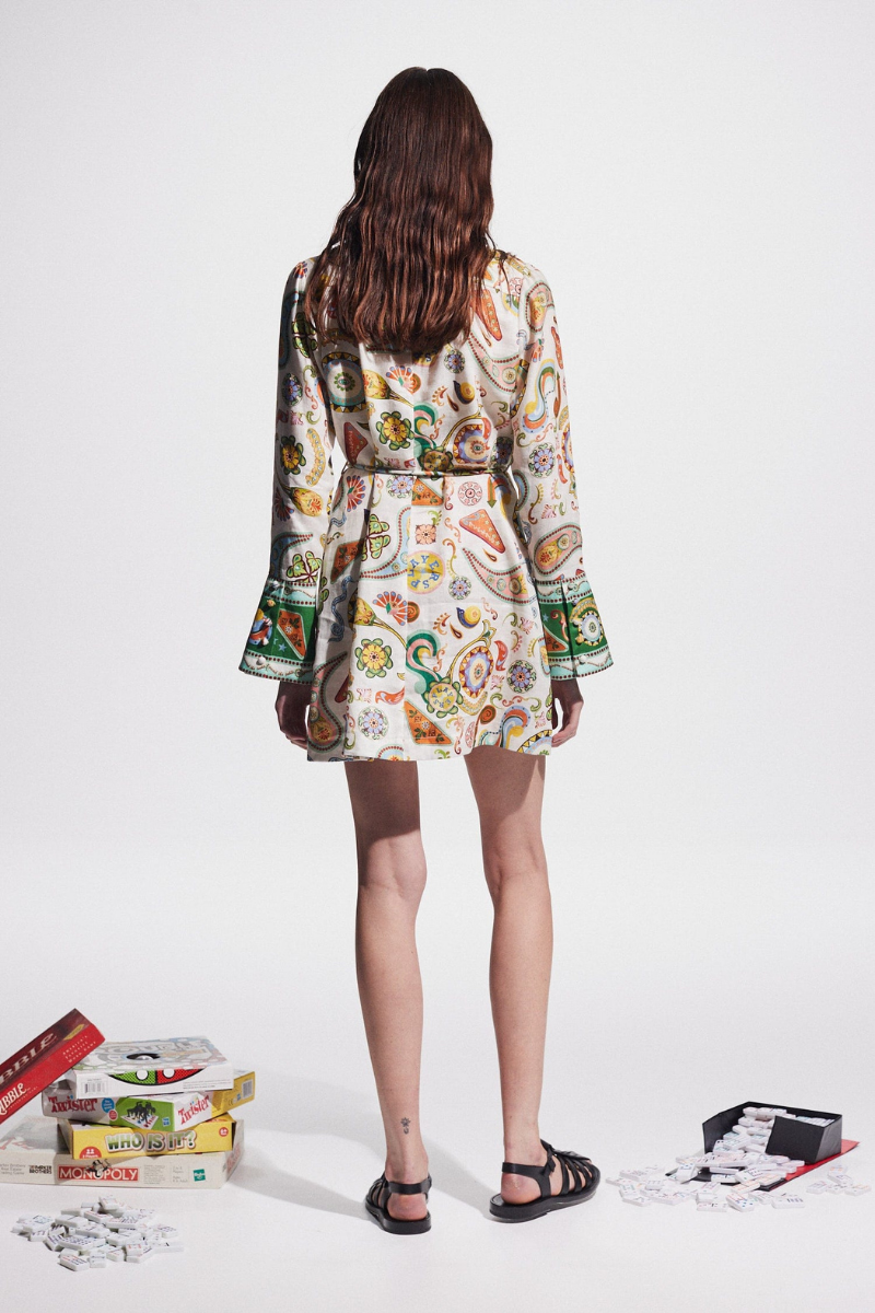 Zaida Exclusive Long Sleeved Paisley Mini Dress Evening Wear Edit