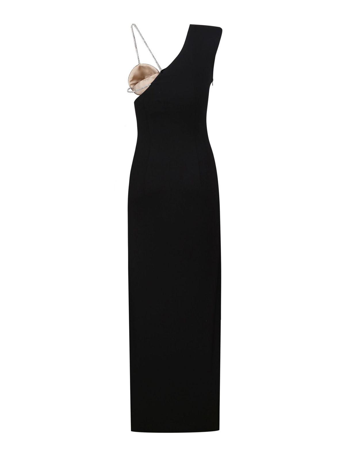 One Shoulder Rhinestone Embellished Bandage High Split Maxi Gown