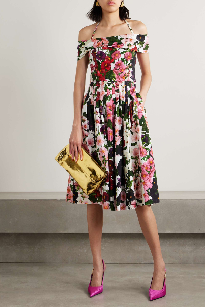 Claudia Aesthetic Off the Shoulder Bloom Midi Dress Evening Wear Edit