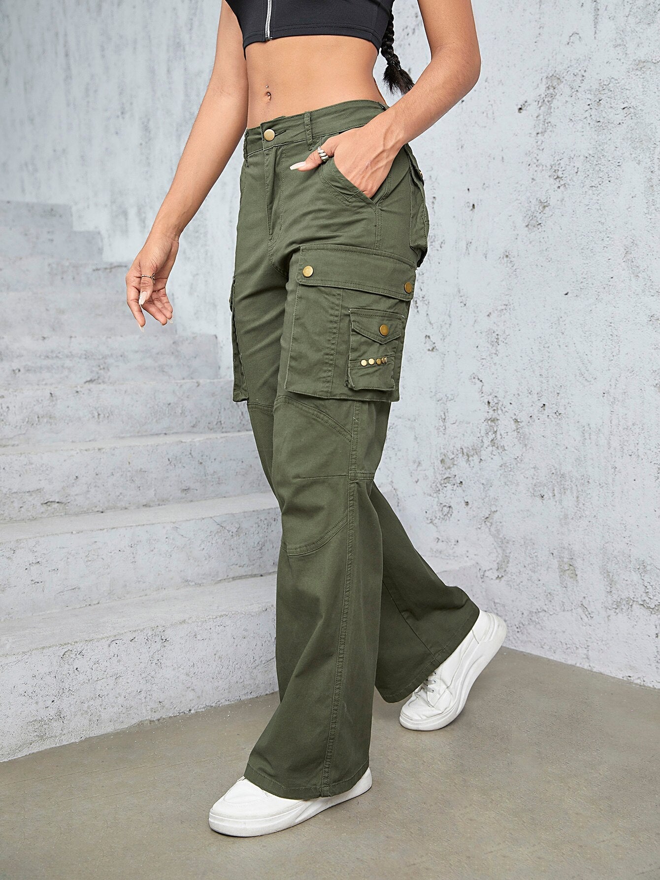 High Waist Straight Trousers